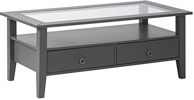 Inter Link - Couchtisch - Massivholztisch - Wohnzimmertisch - Sofatisch - Kiefer Massivholz - mit Glasplatte - Grau lackiert - Provence 7