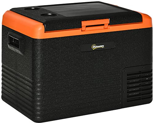 Outsunny Glacière électrique 40L portable, réfrigérateur congélateur avec poignées - dim. 58,7L x 36,5l x 43,8H cm orange et noir