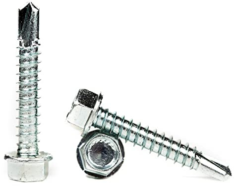 5.5mm x 32mm (Pack of 50) Self-Drilling Hex Head Screws with Hexagon Serrated Washers Head ISO15480 Zinc Plated Steel TEK Screw Metal to Metal Fixing - H02B