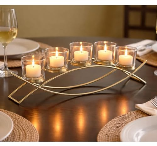 Seraphic Centerpieces for Tables, Dining Room Candle Holder Decor, Gold
