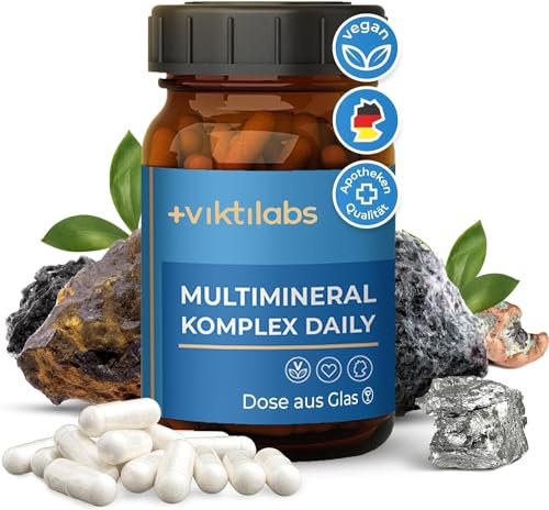 Viktilabs© Multimineral Komplex Daily - Vegan | Hochdosiert mit Magnesium, Silizium, Zink, Eisen, Bor, Kupfer, Mangan, Chrom, Selen, Jod | Laborgeprüft | Ohne Zusätze - 180 Kapseln | 3 Monatsvorrat