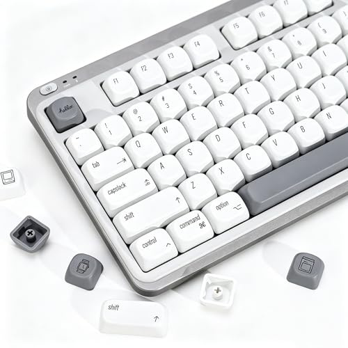 YMKPVR KBDiy for MAC Style KOA Profile Keycaps Set,Dye-Sublimation PBT White Custom Keyboard Keycap,138 Keys Cap Set for Cherry Gateron MX Switches Mechanical Keyboards