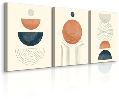 Muralo - Juego de Cuadros de Lienzo Para Colgar - Decoración Moderna de Pared Para Salón Dormitorio - Diseño Boho - 3 Piezas de 30 x 40 cm