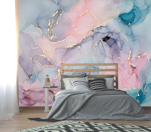 XMPMBM-Colorful Marble Fabric Wallpaper Abstraction Art Textured Living Room Bedroom Bathroom Wall Mural-W 88 X H 59（36 Square Foot）