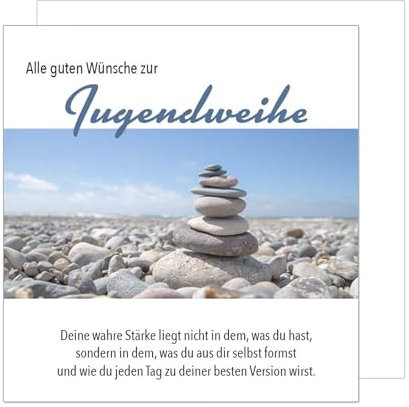 Edition Seidel Premium quadratische Glückwunschkarte zur Jugendweihe mit Umschlag. Jugendweihekarte Karte Grußkarte Junge Mädchen Jugendliche Steine (JWQ113 SW025)