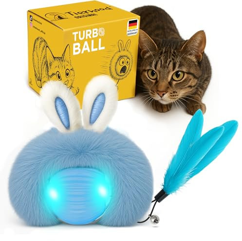 Tierhood TurboBall - Katzenspielzeug Selbstbeschäftigung - Elektrisches Katzenspielzeug - Intelligenzspielzeug für Katzen - Elektrischer Katzenball - Interaktives Katzenspielzeug