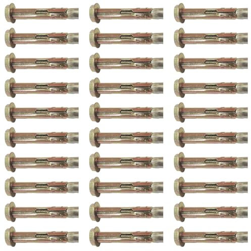 30 Pcs M10 x 80 mm Expansion Screw Bolts, Hex Nut Sleeve Concrete Anchor Bolts for Brick Cavity Wall Fixings, Heavy Duty Masonry Anchor Bolt Carbon Steel