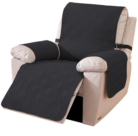 Ystyle Housse De Fauteuil Relax, Housse pour Canapé Relax RéVersible, Housse pour Fauteuil Relax Electrique AntidéRapant, Protege Fauteuil Lavable Chien Chat (1 Place, Noir + Kaki)