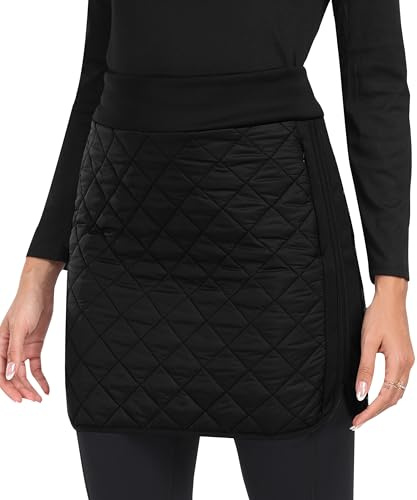 MoFiz Women's Winter Quilted Skirts Warm Insulated Puffer Skirt with Full Zipper Snow Skorts for Casual Golf Hiking Outdoor Black N11 Size US L