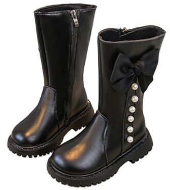 Wyongtao Bottes pour filles tendance - bottine Semelle souple et confortable pour enfants - idéales pour l'école et au quotidien - fille bottines en cuir plates - chaussure princesse fille élégantes