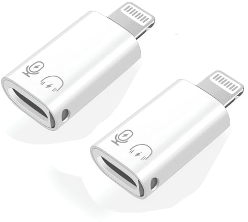 2Pack Lightning mâle à USB C Femme Adaptateur de Casques, [Apple MFi certifié] Type C Support Charge Aux Audio Casques Adaptateur Connecteur Dongle pour iPhone 14/13/12/11/8/7/Plus/Pro Max/6/5