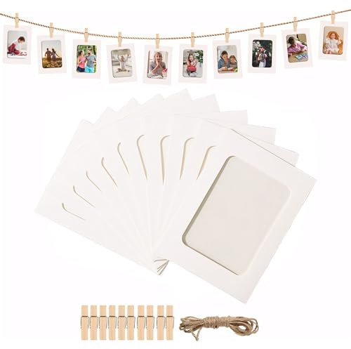 daqoupzi 10 stycken fotogirlang, bildram med klämmor och koppel, bildram 10 x 15, fotokoppel med klämmor, fotovägg, fotogirlang 1. Födelsedag, dekoration tonåring flickrum, gör-det-själv fotokoppel