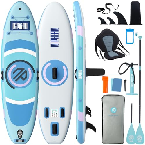 Niphean Tabla Paddle Surf Hinchable con Asiento (Ultraligero) Sup para Mujeres Aleta StabilTrac™ con +30% De Estabilidad, Superficie Antideslizante, Ideal para Yoga Y Apto para Mascotas