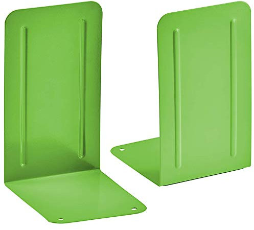 Acrimet Metal Bookends, Non-Skid Book Stand for Shelves, Heavy Duty Book Stopper, 17,5 cm H x 10 cm W x 11,5 cm D, Green Citrus, 1 Pair