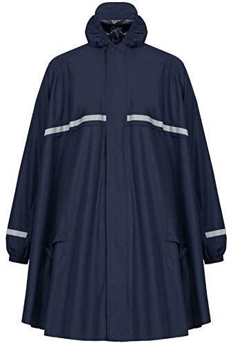HOCK Regenponcho mit Reissverschluss und Ärmeln - Fahrradponcho wasserdicht & atmungsaktiv - mit Kapuze und Reflektoren - Herren Damen Regenschutz - Hochwertige Regenbekleidung (blau, XL)
