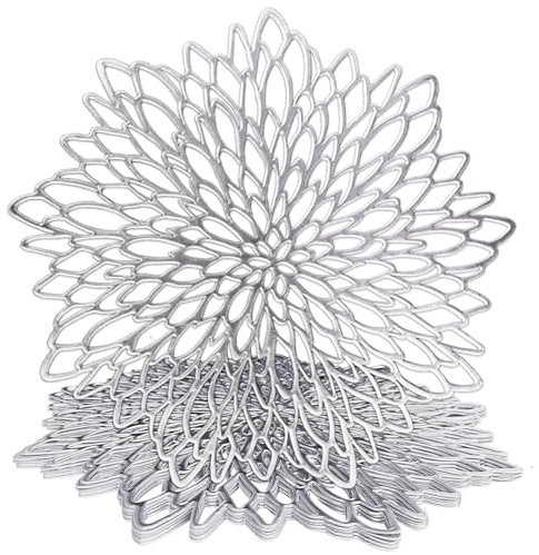 wiipara 6er Set Platzsets Tischsets Abwaschbar, Moderne PVC Platzdeckchen Rund Weihnachten Dekorative Tischunterlage Esstisch Platzteller Platzset Rund für Zuhause Hochzeit Hotel (Ø38cm, Silber)
