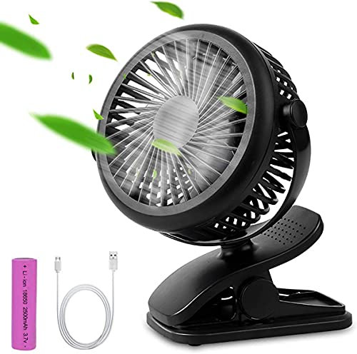 Miconi Ventilateur USB,Mini Portable Ventilateur de Bureau avec Clip,3 Vitesses ,Rotation de 360 ° Rechargeable Ventilateur de Table Silencieux pour Bureau/Bureau/Maison/Lit/Voyage/Poussette