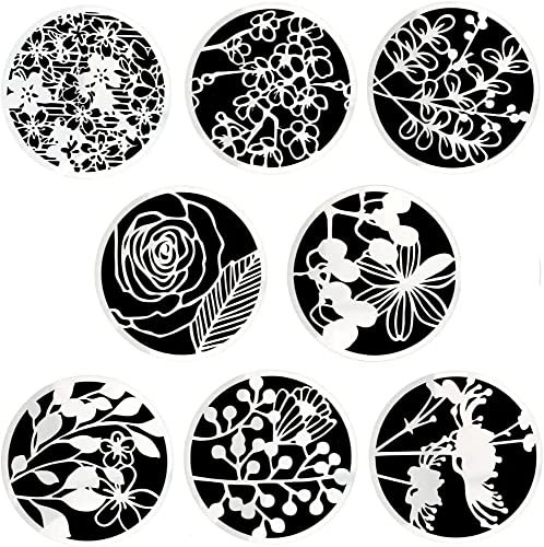 OMYZERO 8 stencil a forma rotonda con motivo floreale, con scavo fuori per pittura