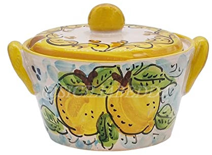 sicilia bedda - FORMAGGIERA IN CERAMICA DI CALTAGIRONE - Prodotto realizzato e dipinto a Mano (Limoni)