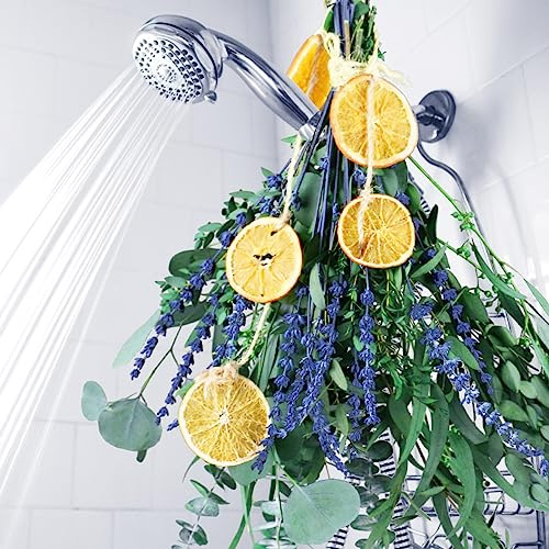 5 Kinds Mix Dried Eucalyptus & Lavender Flowers Bundle for Shower , 15''-17''Natural Real Fresh Preserved Eucalyptus Leaves and Lemon Hanging Plants, Home Bathroom Decor, Fragrance