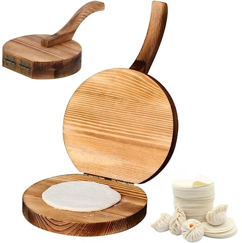 Wooden Tortilla Press Maker, Solid Wood Prensa para Tortillas Dumpling Dough Pressing Tool Manual Round Roti Chapati Maker Dough Cutter for Home Kitchen Restaurant