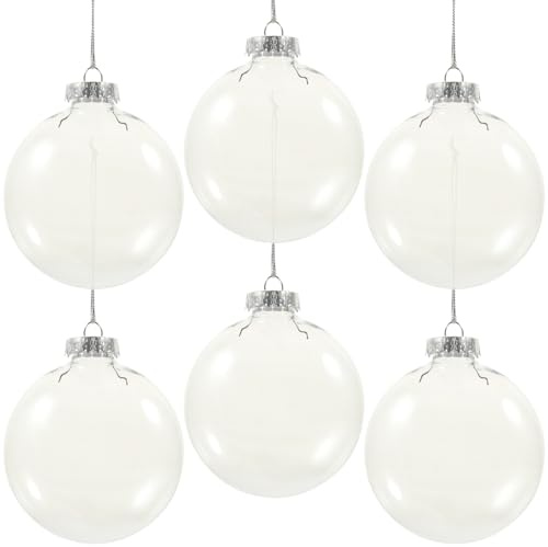 BESPORTBLE 6 bolas de Navidad transparentes rellenables DIY bolas de árbol de Navidad de plástico para decoración, bolas acrílicas para rellenar, bolas transparentes de árbol de Navidad, 10 cm