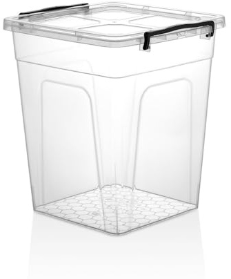 Easy Shopping® 30L Liter Clear Plastic Deep Storage Box with Locking Lid Home Office Kitchen Travel Food Storage Container (1)