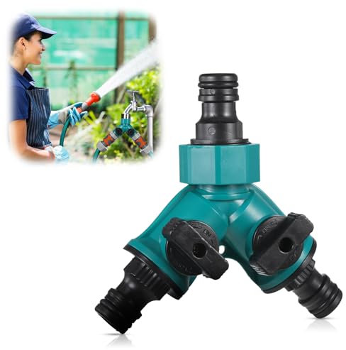 Garden Hose Splitter, 2 Way Hose Pipe Connector, Y Type Water Diverter Valve with Individual On/Off Valves for Hose Connector Water Pipe, Hose Diverter