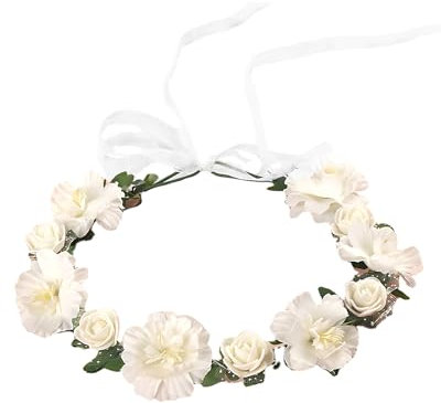 Zeayebsr 1pcs Couronne de Fleurs, Bandeau avec Ruban réglable pour Femmes Filles, Accessoires pour Cheveux Bandeau Coiffe de Guirlande Fleur de Simulation Serre-tête de Couronne pour Mariage,Party