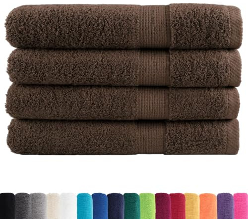 vidaXL Toallas de Sauna 4 uds 100% algodón marrón 80x200 cm 600 gsm, Toalla, Toalla súper Suave, Toalla Sauna Desnuda, Toalla con Lazo para Colgar