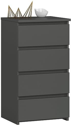 Home Collective Kommode mit 4 Schubladen Kommode Schlafzimmer Flur Wohnzimmer Organizer Kommode mit Schubladen 40 cm breit 74 cm hoch | Graphit Highboard Sideboard Mehrzweckschrank Schrank schmal