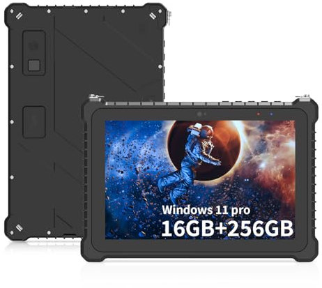 SunKol tablet resistente impermeable de 10.1 pulgadas, Windows 11 Pro IP67 Industrial Tablet PC (I5-10210Y 16GB 256GB) WiFi, BT4.2, 4G, huella digital, 500nit, GPS, NFC, escáner 2D, para trabajo en
