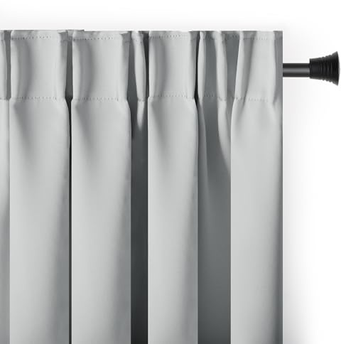 AmeliaHome Blackout - Cortina Opaca para Ventana, 140 x 270 cm, Color Gris Claro, 1 Unidad, Cinta fruncidora
