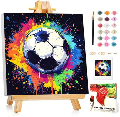 Mandun Soccer Paint by Numbers Kit for Kids, 8x8 inch