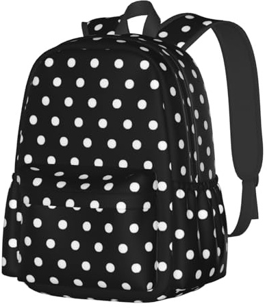 Kingmate Rucksack Damen Elegant Polka Dots – Leichter Cityrucksack & Reiserucksack Damen – Großer Daypack 16×28×43 cm, Modischer Backpack für Arbeit, Reisen, Freizeit & Alltag A