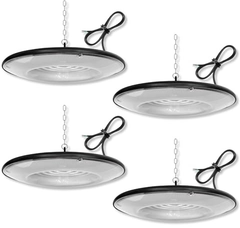Sigmaled Lighting, Lampada LED UFO per Capannone 150W 15.000lm, Faro IP65, Bianco Naturale 4000K, Illuminazione Industriale Luci per Officina Magazzini Garage, Proiettore industriale High Bay, pack 4