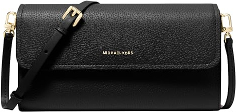 Michael Kors Women's Jet Set Small Phone Crossbody, Gold-Tone Hardware/Leather, Black