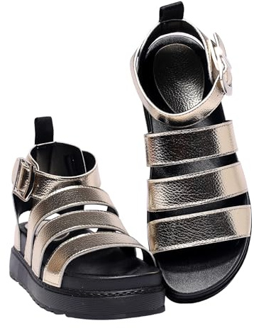 LUNATECH Women's Gladiator Sandals Platform Ladies Sandals Wide Fit Strappy Sandals Chunky Summer Sandals Vegan Leather Shoes