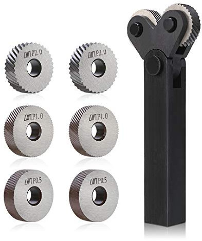 7tlg Stahl Rändelrad Rändelwerkzeug Knurling Werkzeug Diagonal Rad Lineare Knurl Satz 0.5mm 1mm 2mm