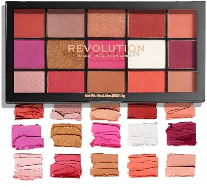 Revolution Reloaded Eyeshadow Palette, Red Alert, 15 Shades, 16.5 g