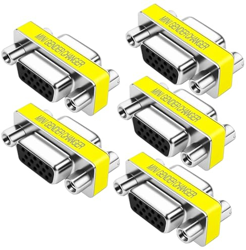 AYECEHI VGA Coupler 5-Pack 15 Pin VGA SVGA Female to Female Mini Gender Changer Coupler Adapter