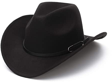EOZY Wool Felt Cowboy Hats for Men Women Western Cowgirl Hat Shapeable Brim Cowboy Hat with Buckle Belt -G Style
