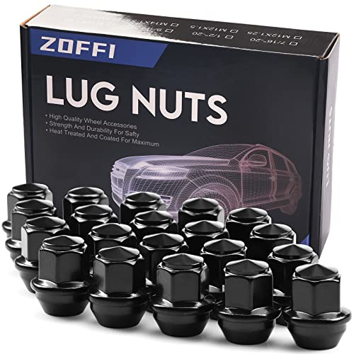 Zoffi - 20 dadi di ricambio per cerchioni ruote auto, M12 x 1,5, OEM, per Ford Fiesta Focus Fusion, colore nero