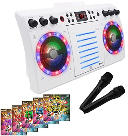 Beatbox Karaoke Machine CDG/CD+G. Built in Disco Lights (Wireless Microphones + 1000 Songs)