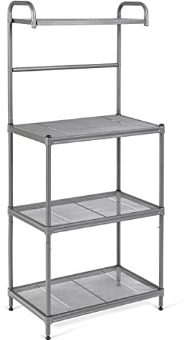 GIANTEX Scaffale in Metallo per Forno a Microonde con 4 Ripiani, Scaffalature Metalliche con Piedini Regolabili, Adatto per Cucina, Soggiorno, Balcone, 60 x 34,5 x 136 cm, 2 Colori (grigio)