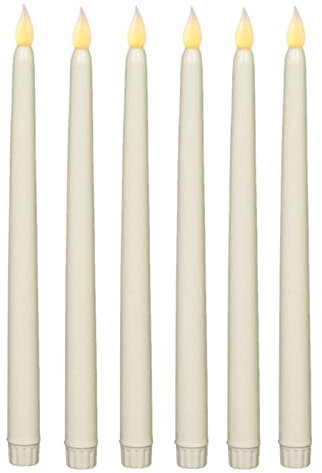 Candele a LED a batteria coniche a LED, senza fiamma, con finitura liscia in cera, a batteria, per Natale, feste, casa, matrimoni, decorazioni per chiesa, confezione da 6, colore beige