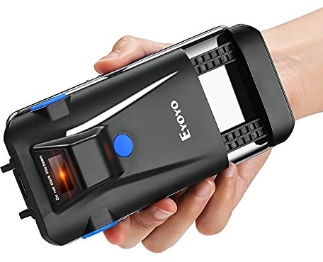 Eyoyo Barcode Scanner Bluetooth 1D 2D QR Code, Rückenklammer Handscanner USB & Wireless, 7 Stunde Arbeitzeit und Wiederaufladbarer Barcodeleser mit iPhone, Android, iOS
