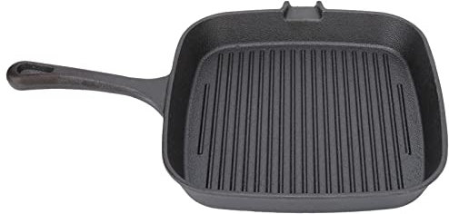 HOHXFYP Padella in Ferro,Dissipazione Del Calore Uniforme Antiaderente e Facile da Pulire Padella con Angoli Paralleli e Manico Resistente,per Pancetta Alla Griglia (22cm-Nero)