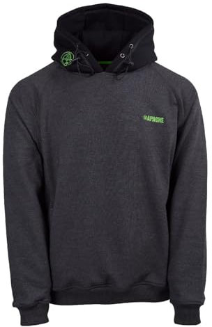 Apache Workwear Kingston Hoodie | Size Large UK | Charcoal Grey | Durable Heavyweight Polycotton | Kangaroo Pocket | Elbow Patches | Triple Stitching