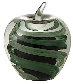 J-Line Briefbeschwerer Apfel, Briefbeschwerer aus Glas, Praktische Apfel Glasfiguren Deko als Büro Zubehör und Büro Deko, 8x8x9 cm